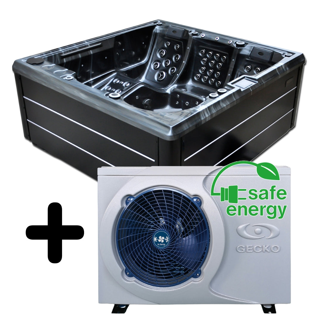 Outdoor-Whirlpool Aktionsmodell AIDA® Playa Smartrelax Black Edition mit Wärmepumpe