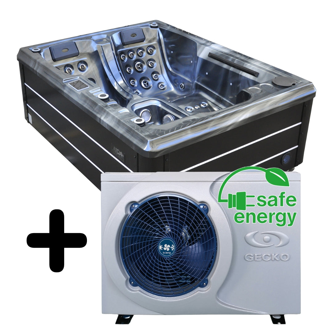 AIDA Outdoor-Whirlpool Aktionsmodell Riva Smartrelax Black Edition mit Wärmepumpe