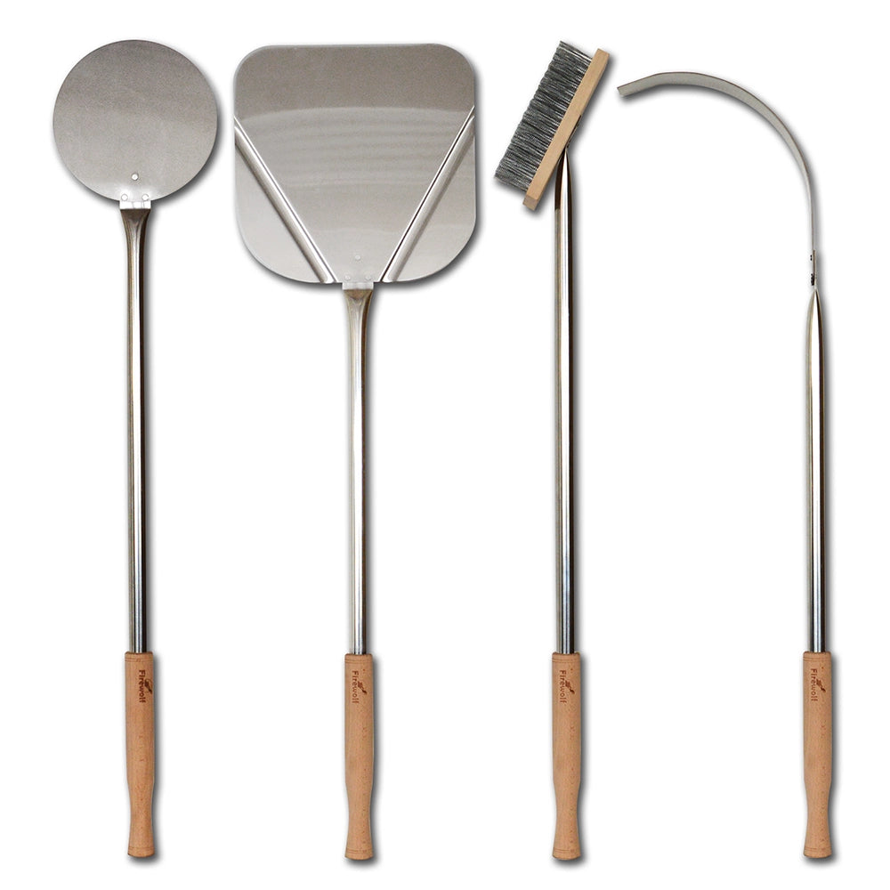 Pizza Zubehör Set mit langem Stiel für Holzbackofen