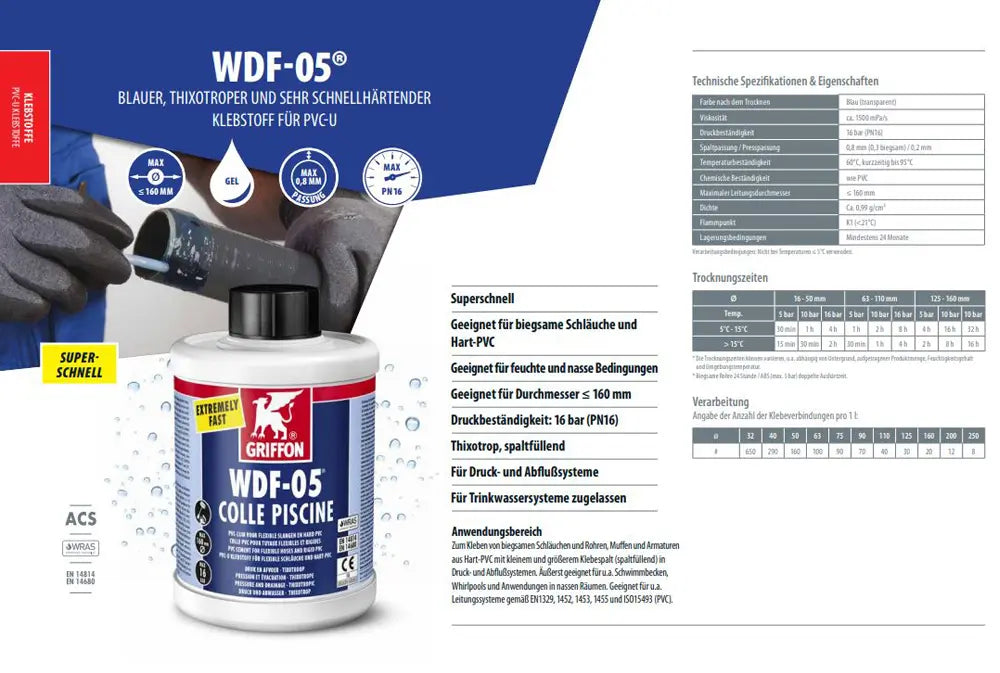 PVC-Kleber zum Kleben von Whirlpoolrohren und Schläuchen