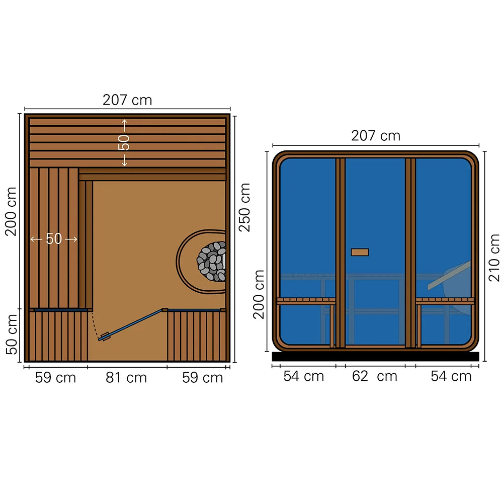 Exklusive Gartensauna komplett montiert AIDA J-Ko aus Massivholz