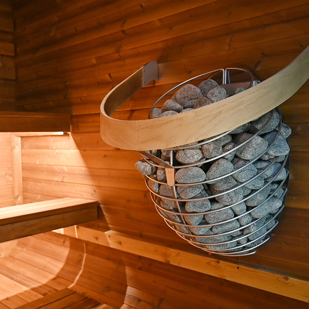 Exklusive Gartensauna komplett montiert AIDA J-Ko aus Massivholz