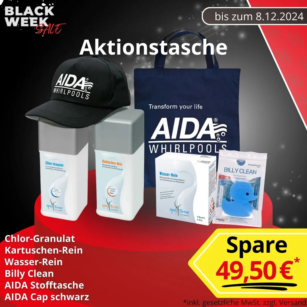 AIDA Aktionstasche mit Produkten zur Wasserpflege und Reinigung