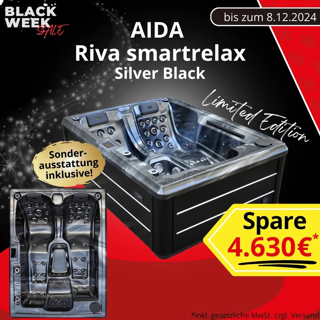 Outdoor Whirlpool | Aktionsmodell | AIDA® Riva smartrelax | Black Edition