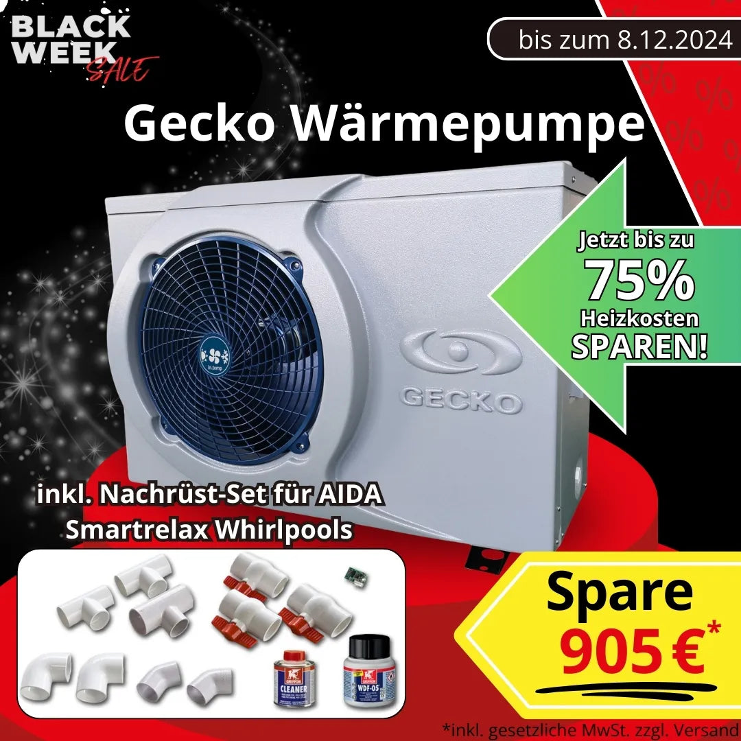 Gecko-Wärmepumpe 5 kW inkl. Nachrüst-Set für AIDA Smartrelax Whirlpools