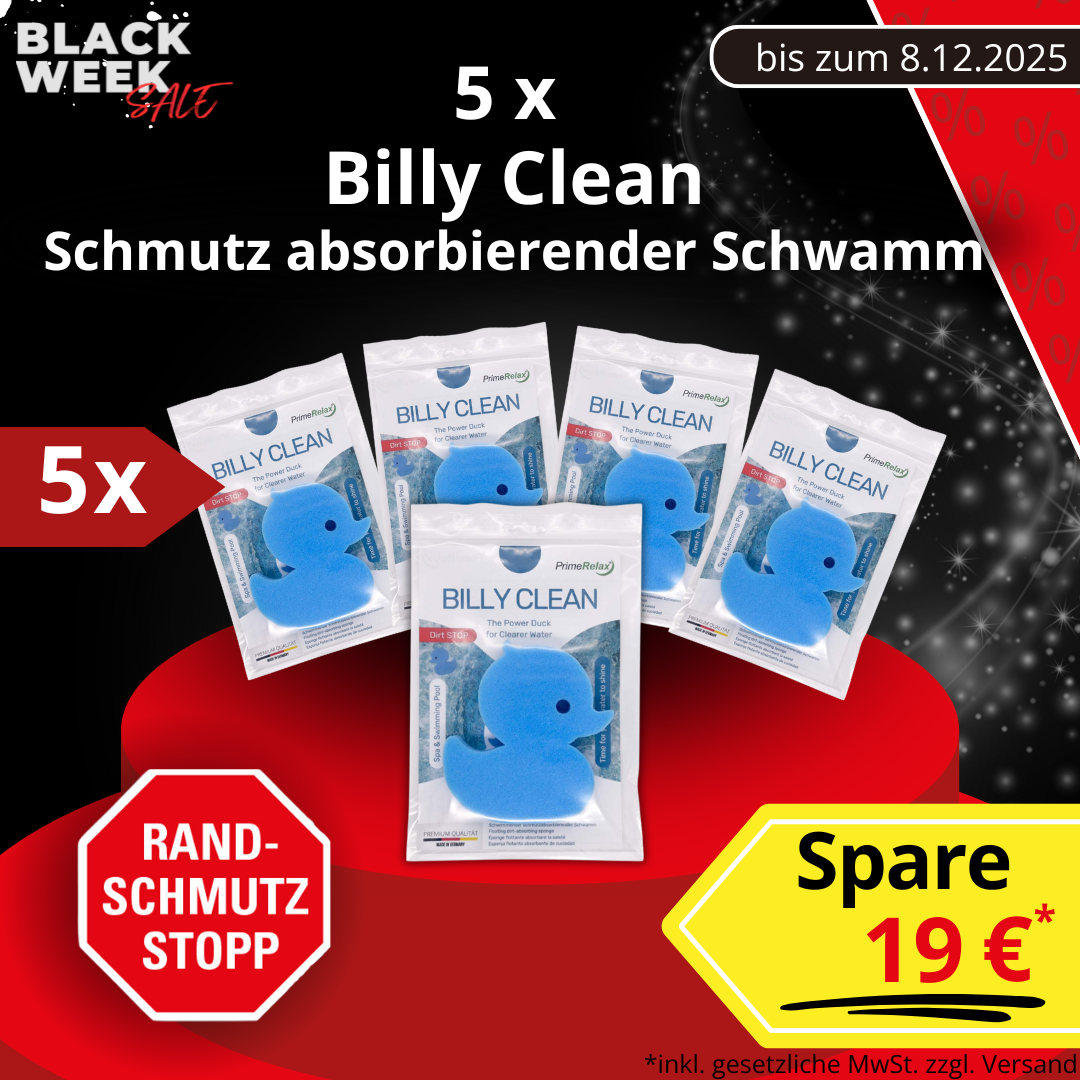 BLACK WEEK | Ultra-Sparset 5er-Pack Billy Clean – Schwimmender Schmutz absorbierender Schwamm, Spa Duck