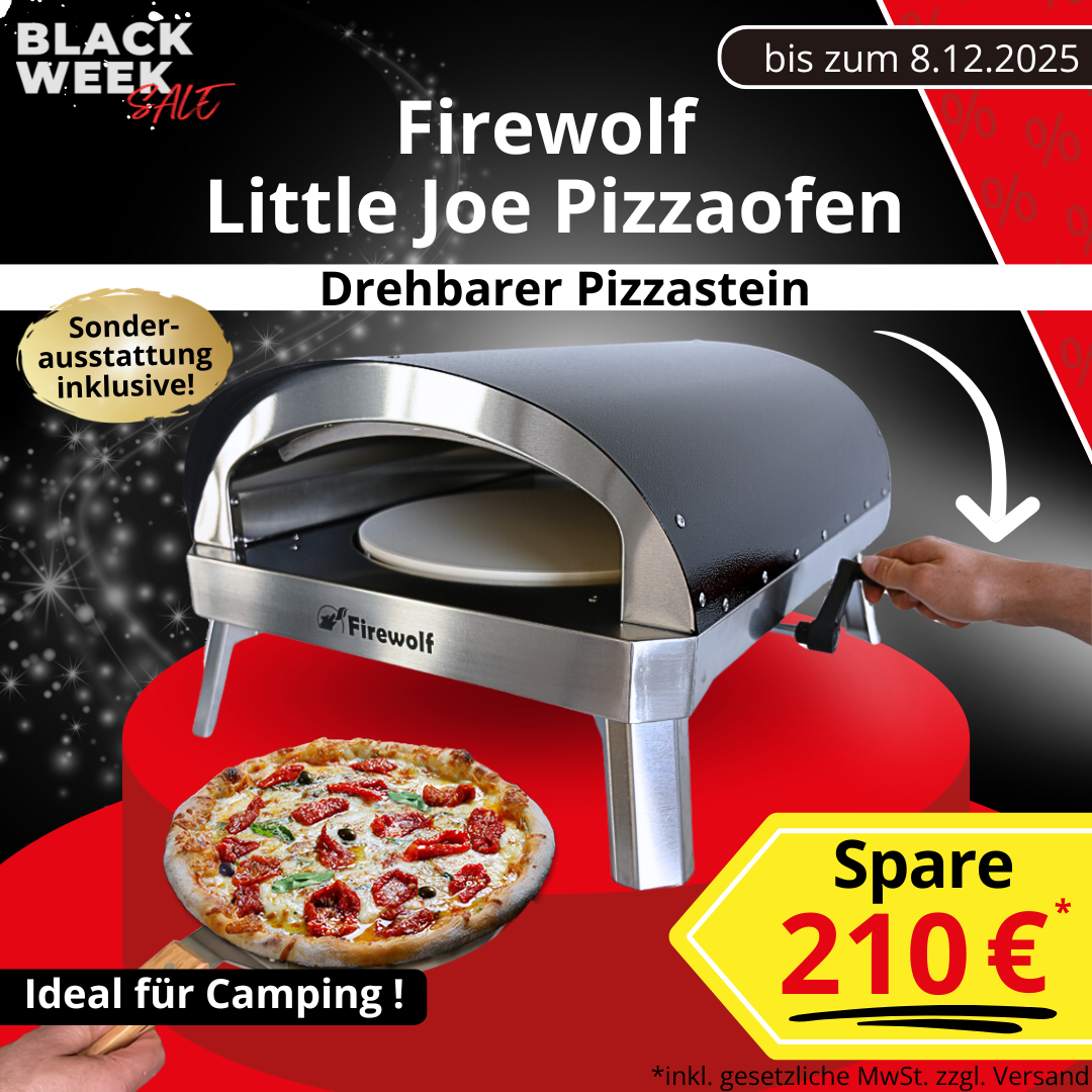 BLACK WEEK | Geschenkidee für Xmas | Mobiler Gas Pizzaofen mit Drehteller inkl. Zubehör