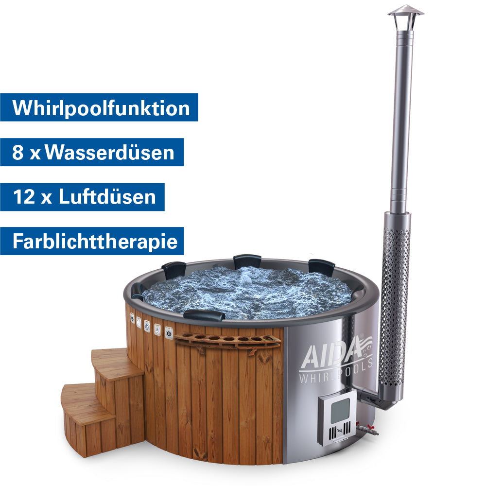 Hot Tub AIDA Noric Edition “All in“ - Premium Badefass mit Whirlpool-System, Holzofen etc.