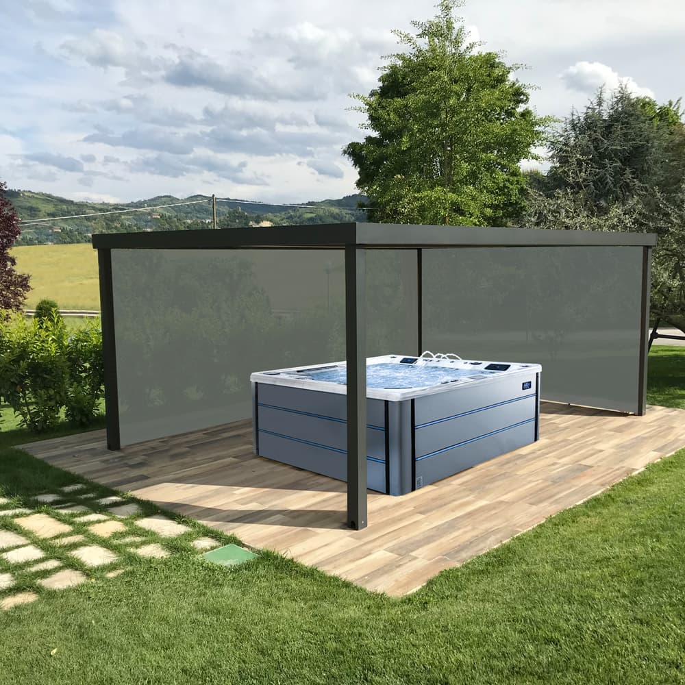 Luxus-Pavillon Lumi, Gartenpavillon, Outdoor Pavillon, rechteckig, 4 x 3 m, anthrazit